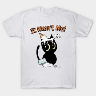 Funny black cat got caught stealing ice cream T-Shirt